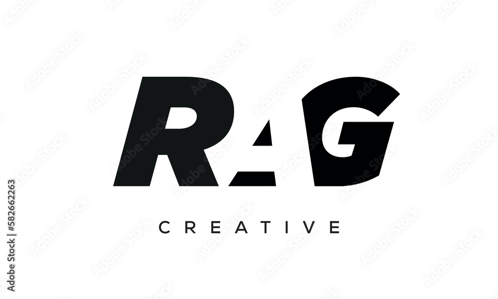 RAG letters negative space logo design. creative typography monogram vector	