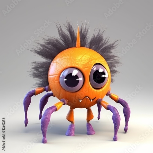 Single Cute and Fun Spider Character: Adorable Arachnid Illustration Generative AI