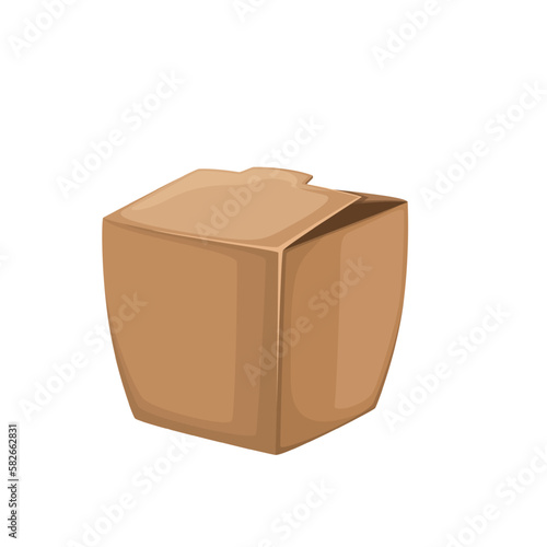 Paper box vector illustration. Cartoon isolated zero waste reusable cardboard package in shape of square, brown fast food delivery box pack with carton cover and eco friendly cube container for gift