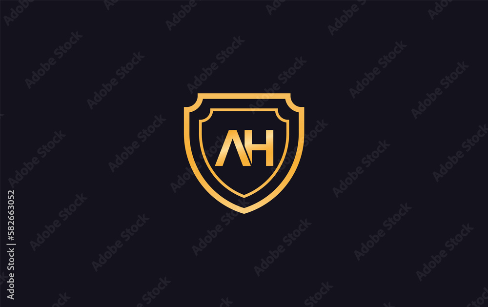 AH Shield protection symbol and royal luxury shield monogram design AH Shield protection symbol and royal luxury shield monogram design