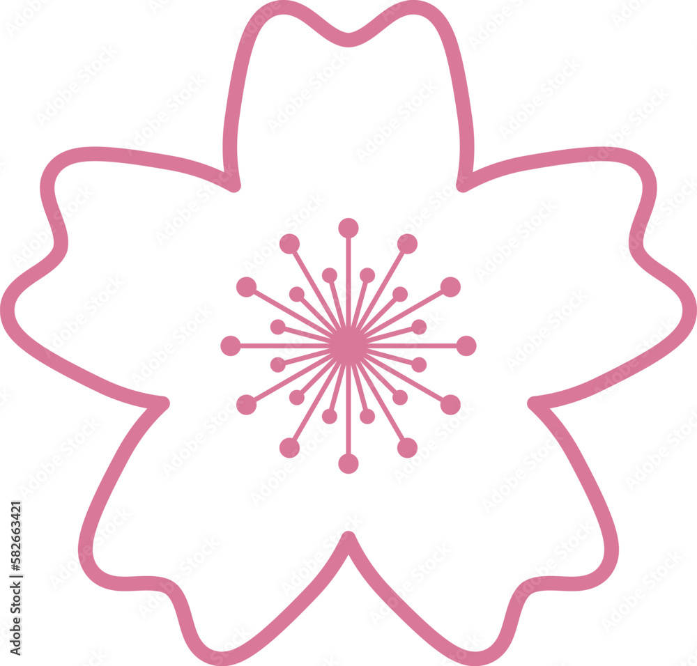 Obraz premium Pink Japanese cherry blossoms vector icon.