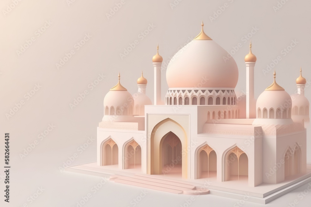 A paper cut out of a mosque with a dome and the word taj. Generative AI