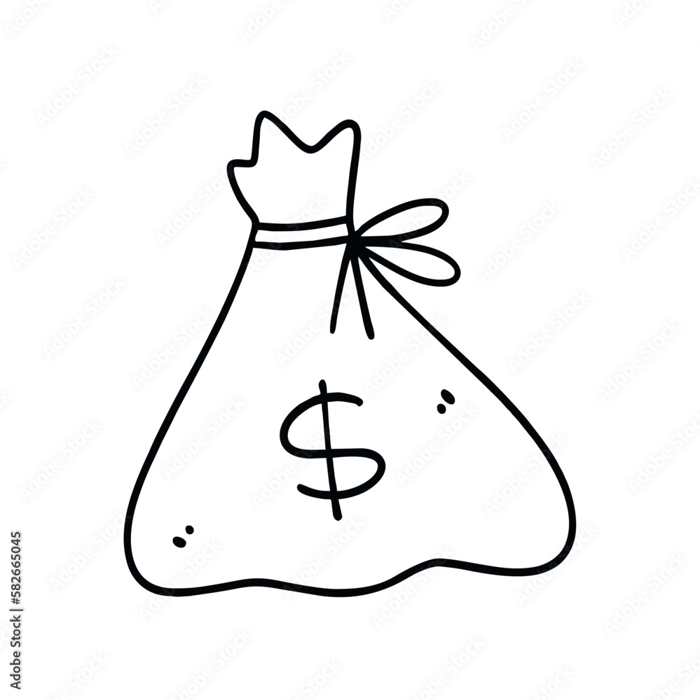 Vector Illustration of Hand Drawn Money Bag Doodle Art Style Vector Illustration of Hand Drawn Money Bag Doodle Art Style