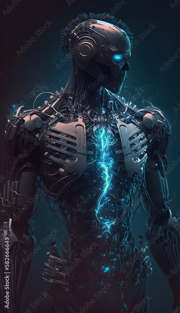 Illustration of a conceptual high-tech robot. Generative AI Illustration of a conceptual high-tech robot. Generative AI