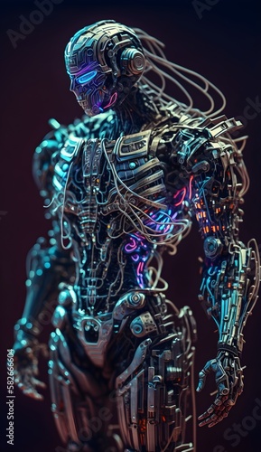 Mega futuristic cyber robot. Generative AI © MICHAEL KUK