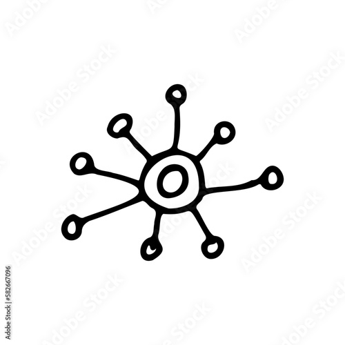 Bacteria are living cellular organisms. Microbes. Viruses. Medicine. Doodle. Vector illustration. Hand drawn. Outline.