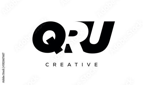 QRU letters negative space logo design. creative typography monogram vector	