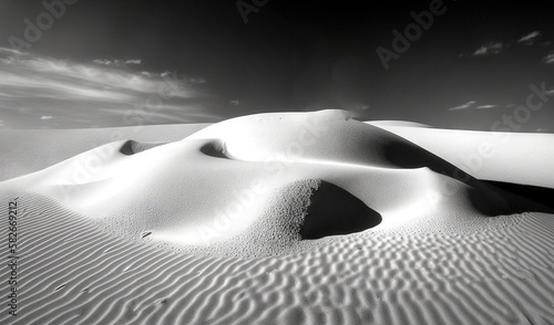  a white flag flying on top of a sand dune in the desert.  generative ai photo