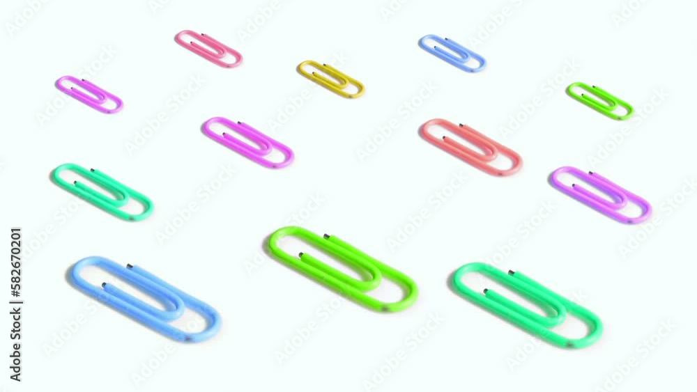 Paper document clips are spinning on white background Paper document clips are spinning on white background