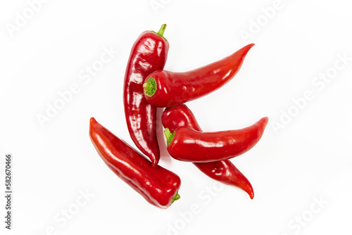 red peppers paprika isolated on white background