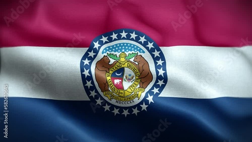 4K Textured Flag of Missouri Animation Stock Video - Highly Detailed Fabric Flag Waving in Loop