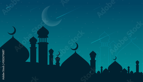 Silhouete Mosque Islamic Poster Design Background