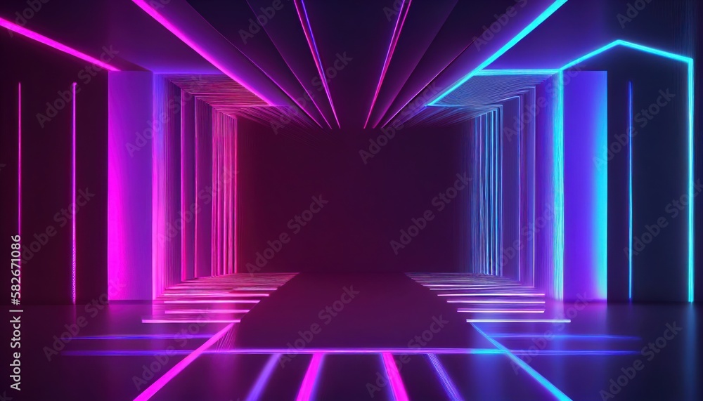 Abstract futuristic neon background. Linear lines of light.Neon Sci Fi Futuristic Modern Vibrant Purple Blue pink colors. Abstract neon lights into digital technology. generative ai Abstract futuristic neon background. Linear lines of light.Neon Sci Fi Futuristic Modern Vibrant Purple Blue pink colors. Abstract neon lights into digital technology. generative ai