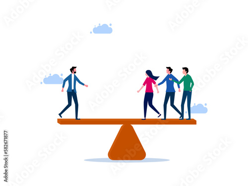 One employee equals three employees. ability to be superior to others. business concept vector illustration
