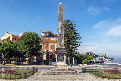 The Douglas Obelisk in Corfu, capital of Corfu Island, Greece