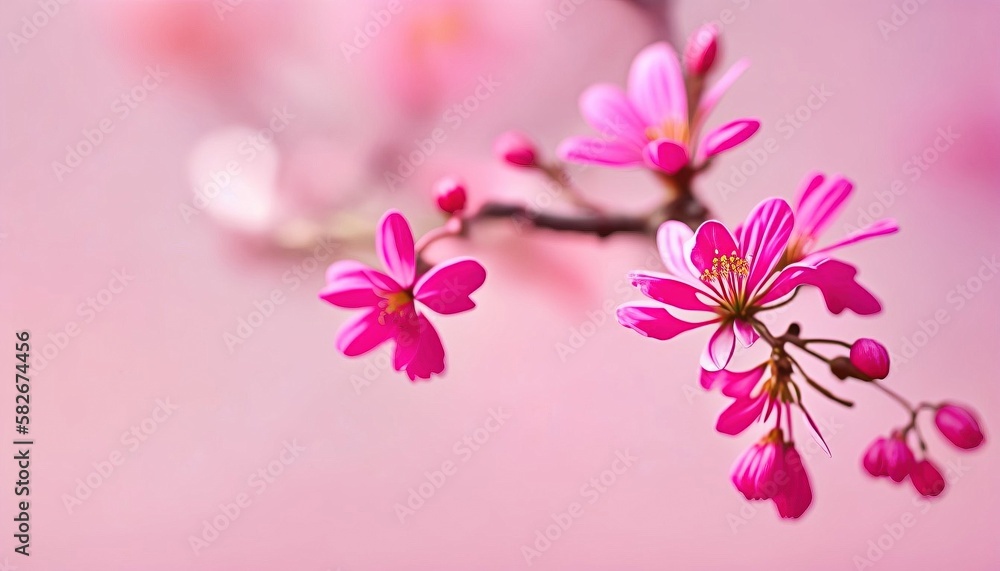 illustration, on a, wallpaper, cherry blossom, with tulips, generated by ai,