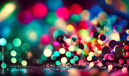 A bokeh background with colorful and bright lights that resemble glittering sparkles, perfect for celebratory occasions