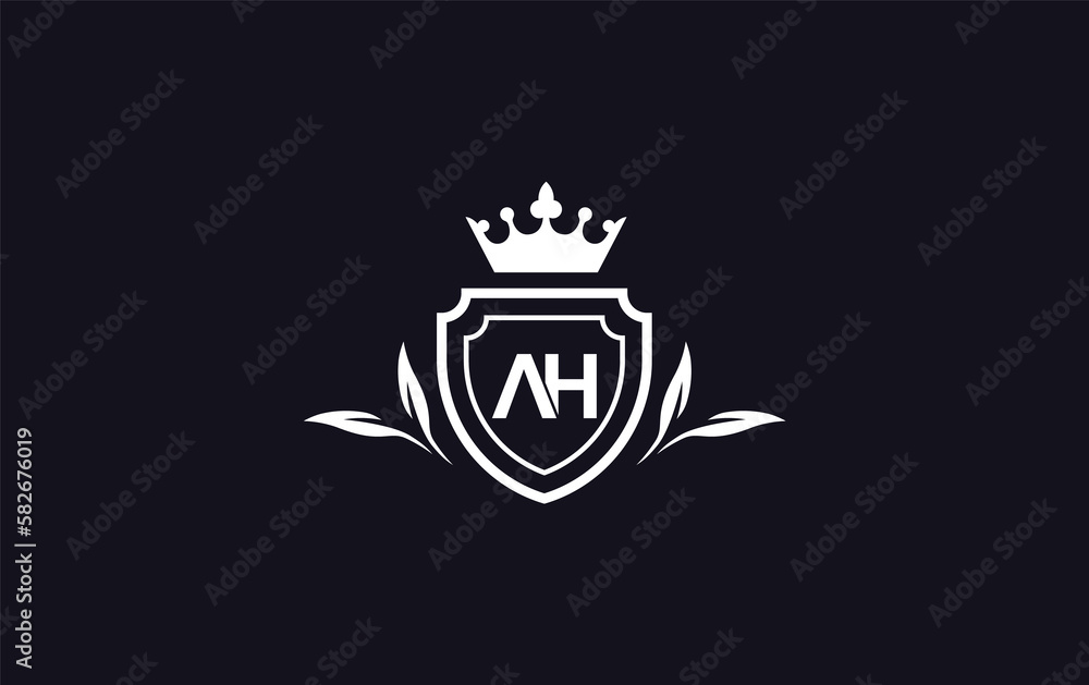 Shield with crown icon and Royal luxury crown monogram symbol. King with laurel wreath queen and crown logo design symbol Shield with crown icon and Royal luxury crown monogram symbol. King with laurel wreath queen and crown logo design symbol