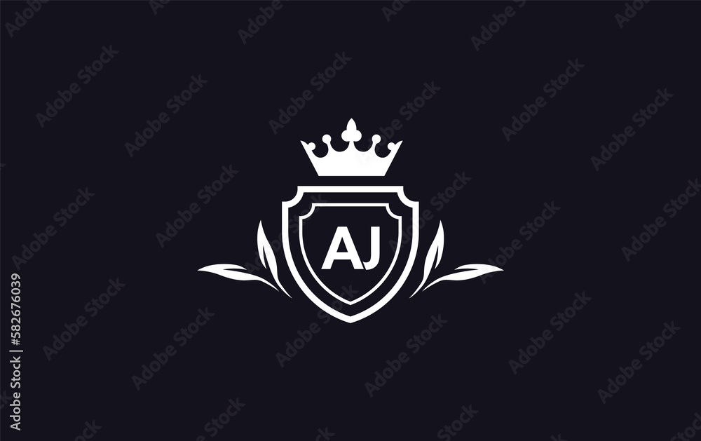 Shield with crown icon and Royal luxury crown monogram symbol. King with laurel wreath queen and crown logo design symbol Shield with crown icon and Royal luxury crown monogram symbol. King with laurel wreath queen and crown logo design symbol