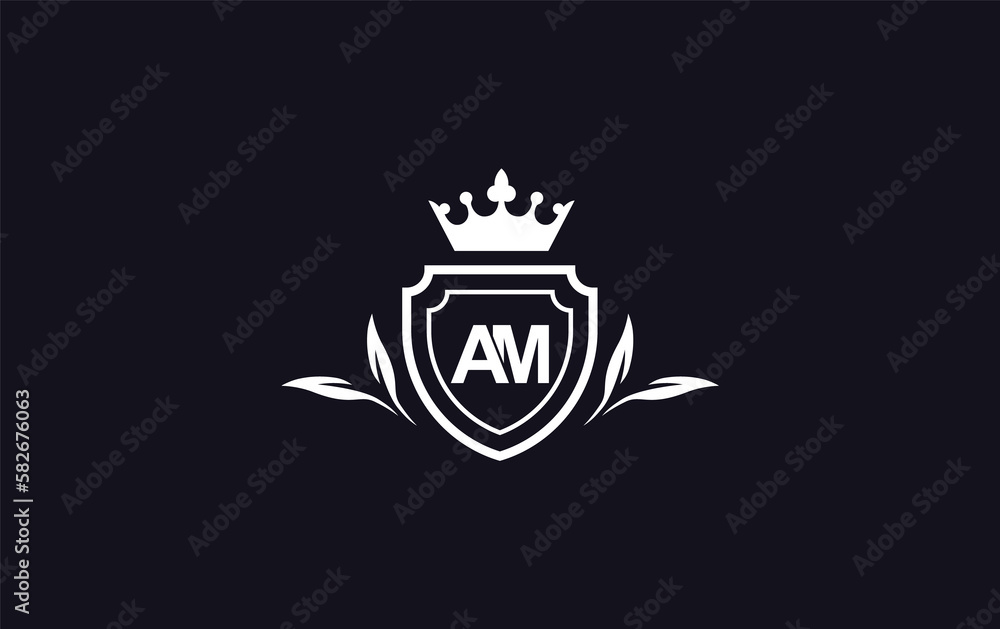 Shield with crown icon and Royal luxury crown monogram symbol. King with laurel wreath queen and crown logo design symbol Shield with crown icon and Royal luxury crown monogram symbol. King with laurel wreath queen and crown logo design symbol