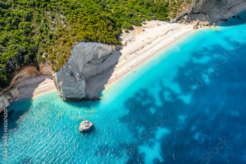 Remote Fteri beach on the Kefalonia island, Ionian sea, Greece photo
