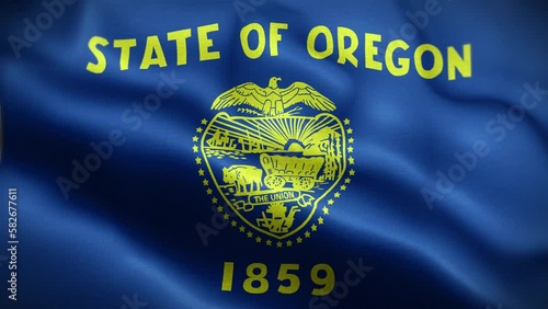 4K Textured Flag of Oregon Animation Stock Video - Highly Detailed Fabric Flag Waving in Loop photo