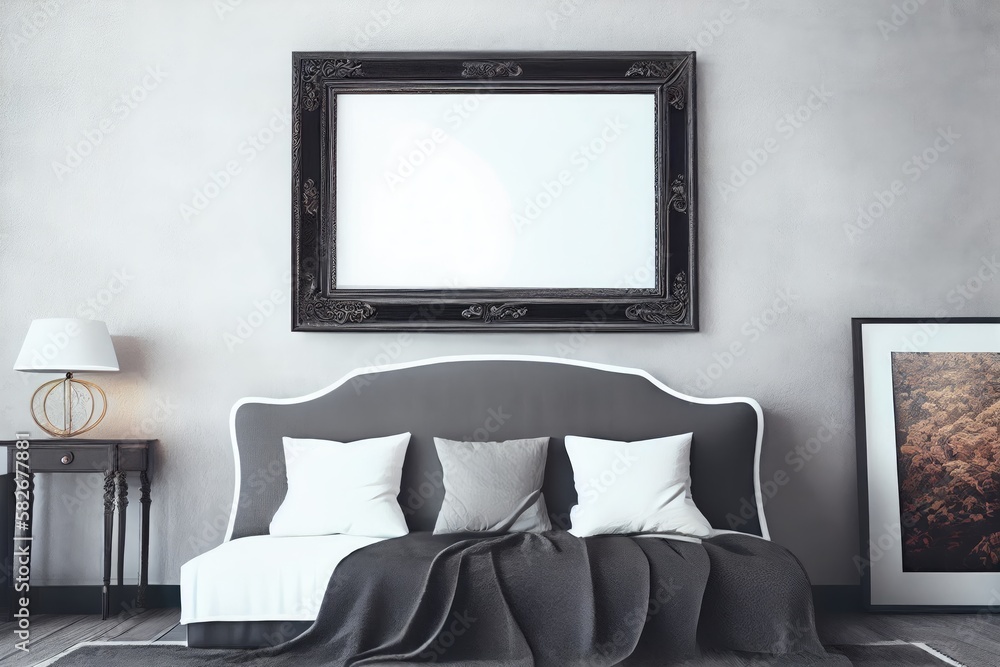 modern living room Frame mockup on interior room modern living room Frame mockup on interior room