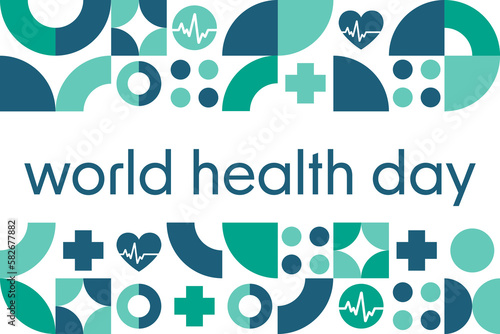 Obraz na płótnie World Health Day. April 7. Holiday concept. Template for background, banner, card, poster with text inscription. Vector EPS10 illustration. w salonie