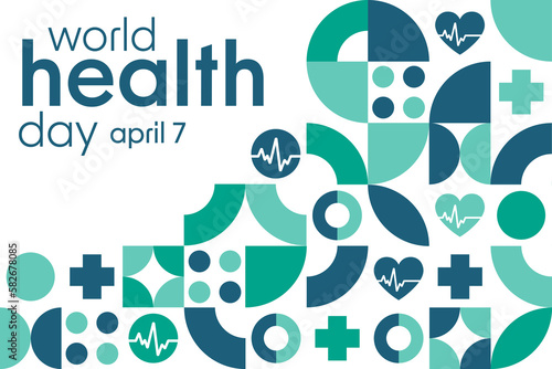 Obraz na płótnie World Health Day. April 7. Holiday concept. Template for background, banner, card, poster with text inscription. Vector EPS10 illustration. w salonie