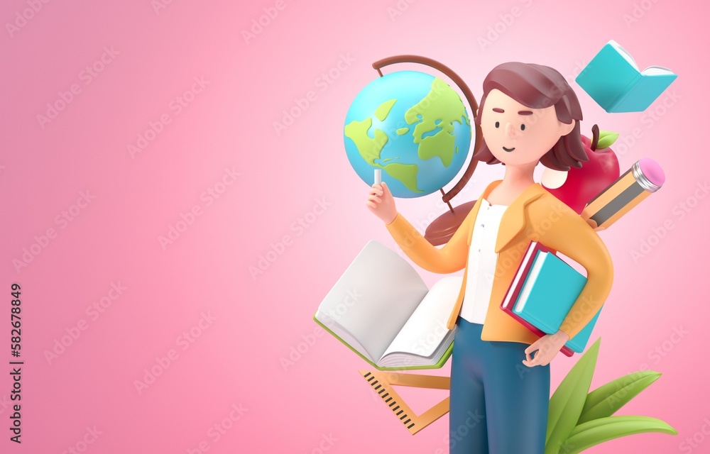 Fototapeta premium Isolated Teacher's Day. 3D Illustration