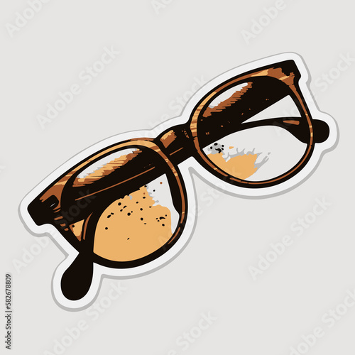 Art of prosaic glasses in the frame of a brown color photo