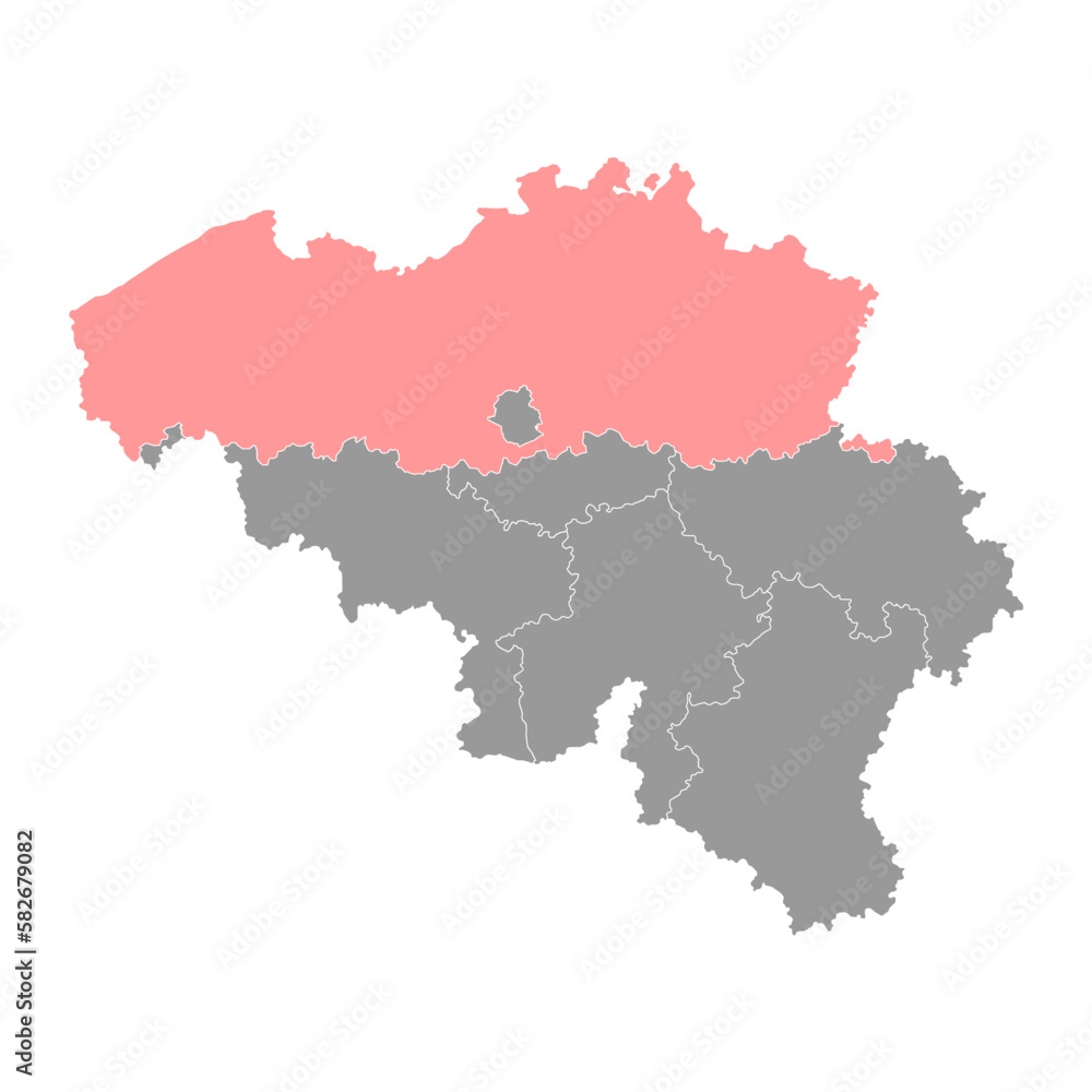 Flanders region map, Belgium. Vector illustration. Flanders region map, Belgium. Vector illustration.