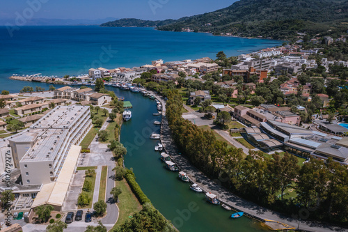 Canal separating Moraitika and Messonghi villages on a Corfu Island, Greece