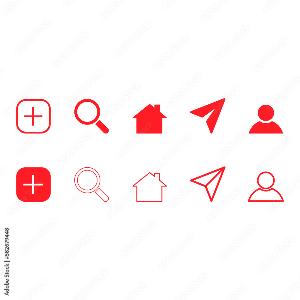 Set of Interface buttons for web design, social media icon symbol, vector illustration Set of Interface buttons for web design, social media icon symbol, vector illustration