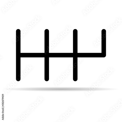 Handle car manual shift lever icon with shadow, vehicle gear technology vector illustration equipment