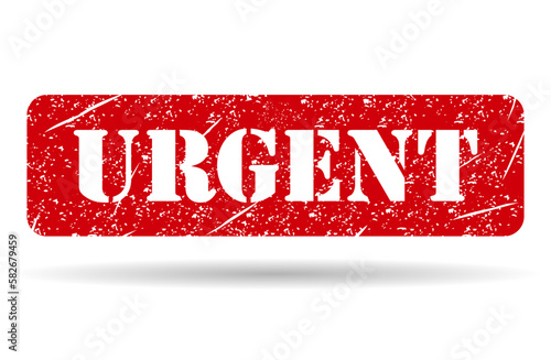 Urgent stamp symbol shadow, label sticker sign button, text banner vector illustration