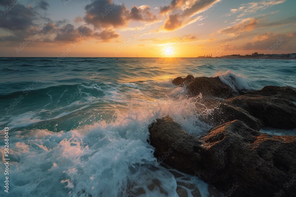 Obraz premium sunset over the sea. generative ai