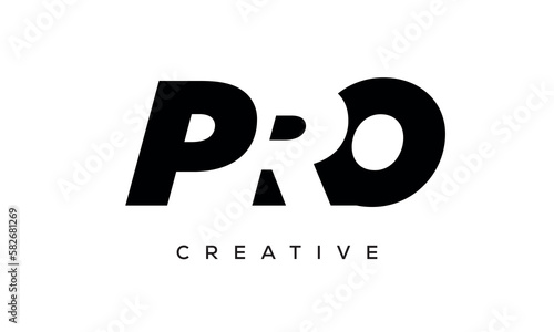 PRO letters negative space logo design. creative typography monogram vector	