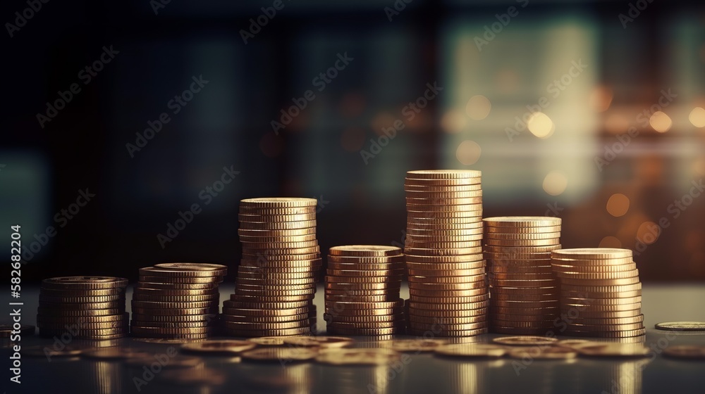 coins with financial graph background. generative ai coins with financial graph background. generative ai