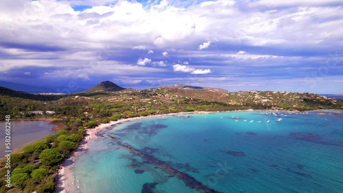 Wallpaper Mural Best beaches of Corsica island. Aerial drone video of three beaches near Porto Vecchio - Santa Giulia with turquoise sea and white sand Torontodigital.ca