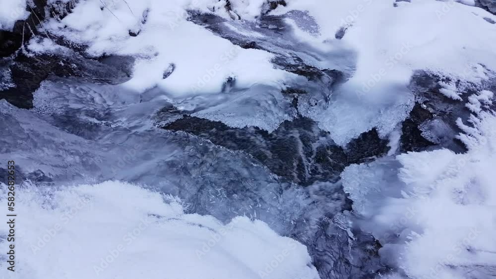 Caucasus, North Ossetia. Digoria Gorge. Galauz river in winter. Caucasus, North Ossetia. Digoria Gorge. Galauz river in winter.