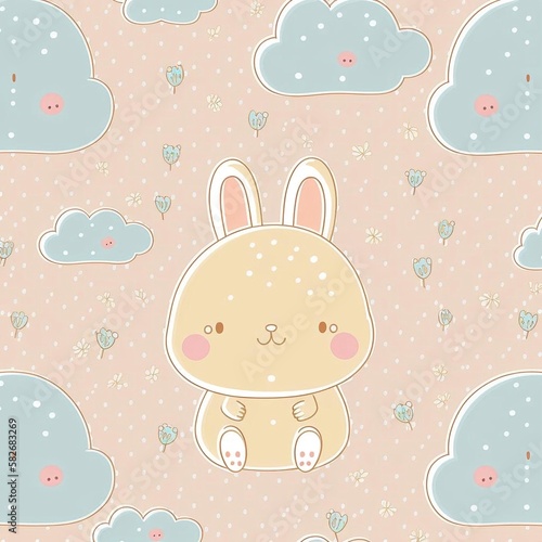 Abstract pattern of cute little bunny child. High quality illustration