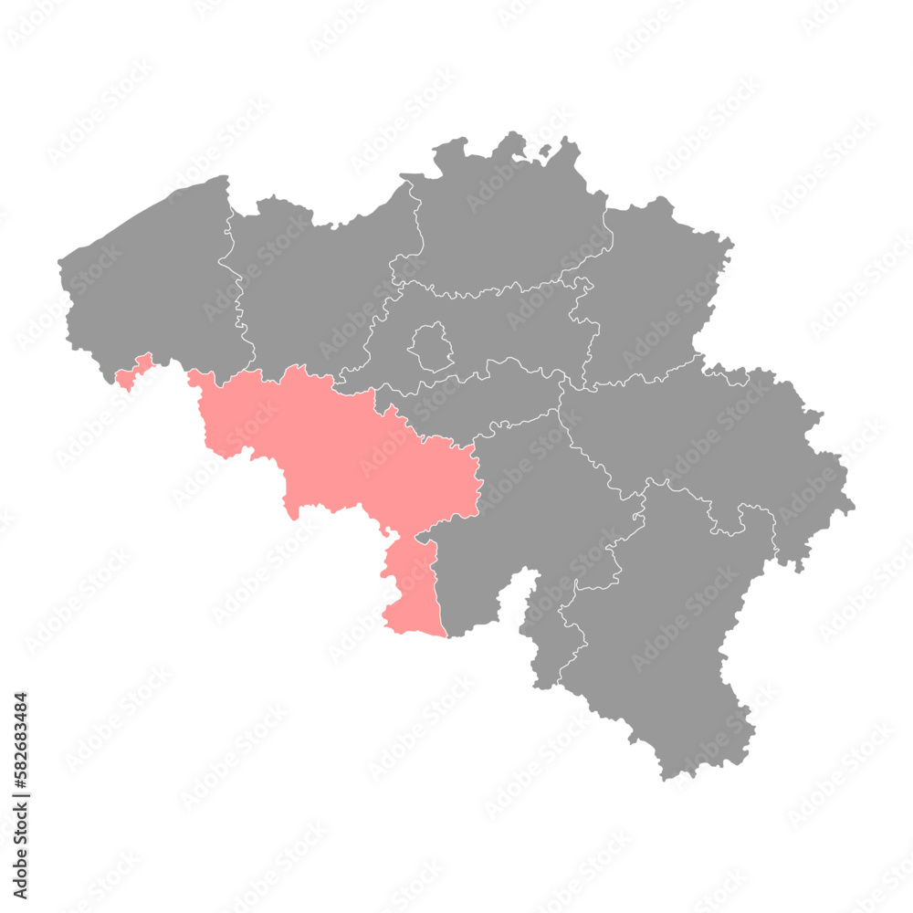 Wallonia region map, Belgium. Vector illustration.