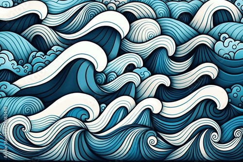 Abstract illustration of wavy sea. Wavy sea pattern.