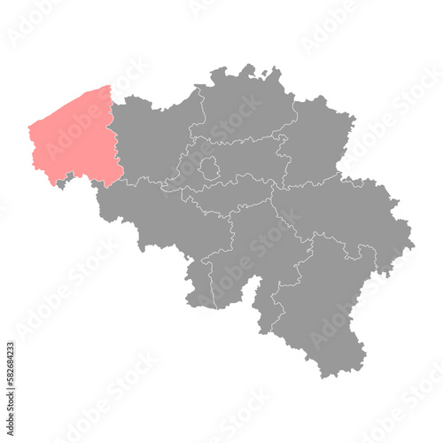 West Flanders Province map  Provinces of Belgium. Vector illustration.