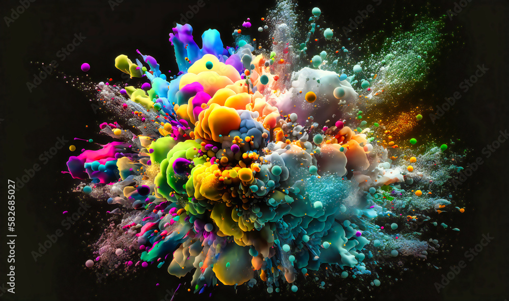 An explosion of color that spreads out in all directions, creating a mesmerizing and colorful display An explosion of color that spreads out in all directions, creating a mesmerizing and colorful display