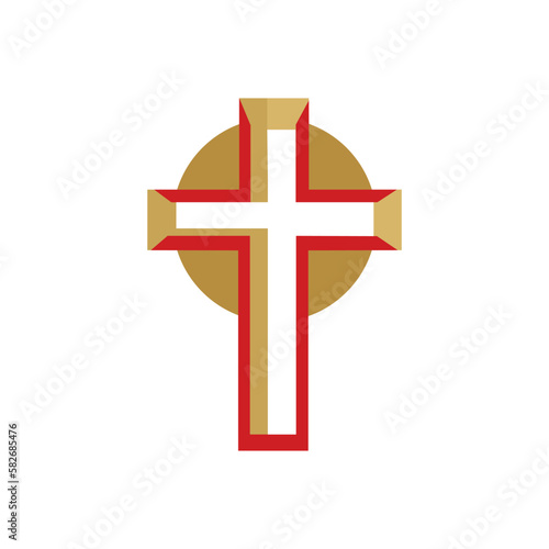 Religious cross on a white background. Christianity logo. . Vector illustration