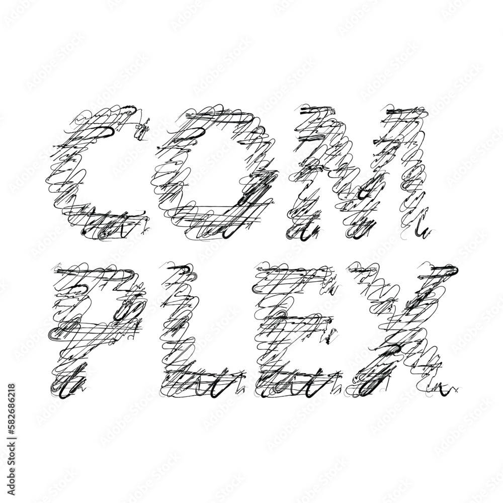 Obraz premium Complex word Hand-drawn scribble line art on white background vector illustration design