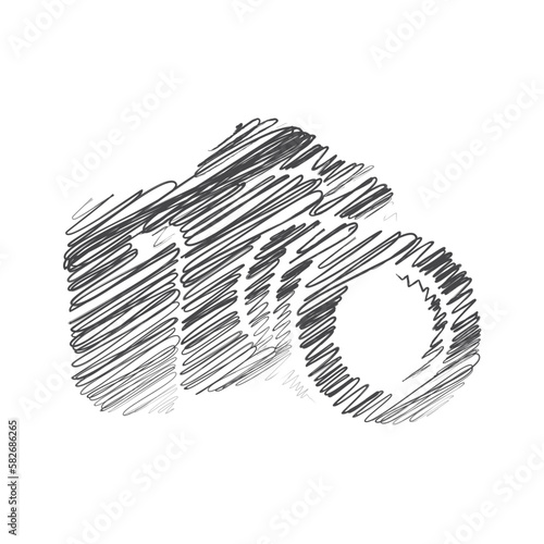 dslr camera Hand-drawn scribble line art on white background vector illustration design