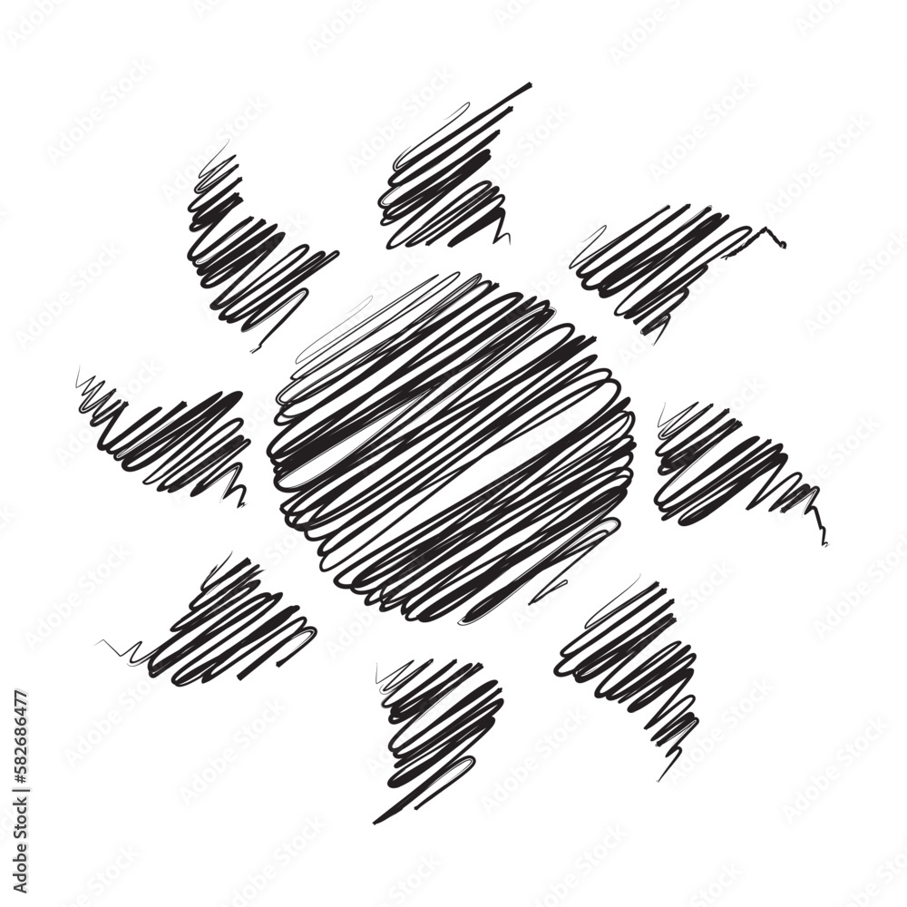 sun Hand-drawn scribble line art on white background vector illustration design sun Hand-drawn scribble line art on white background vector illustration design